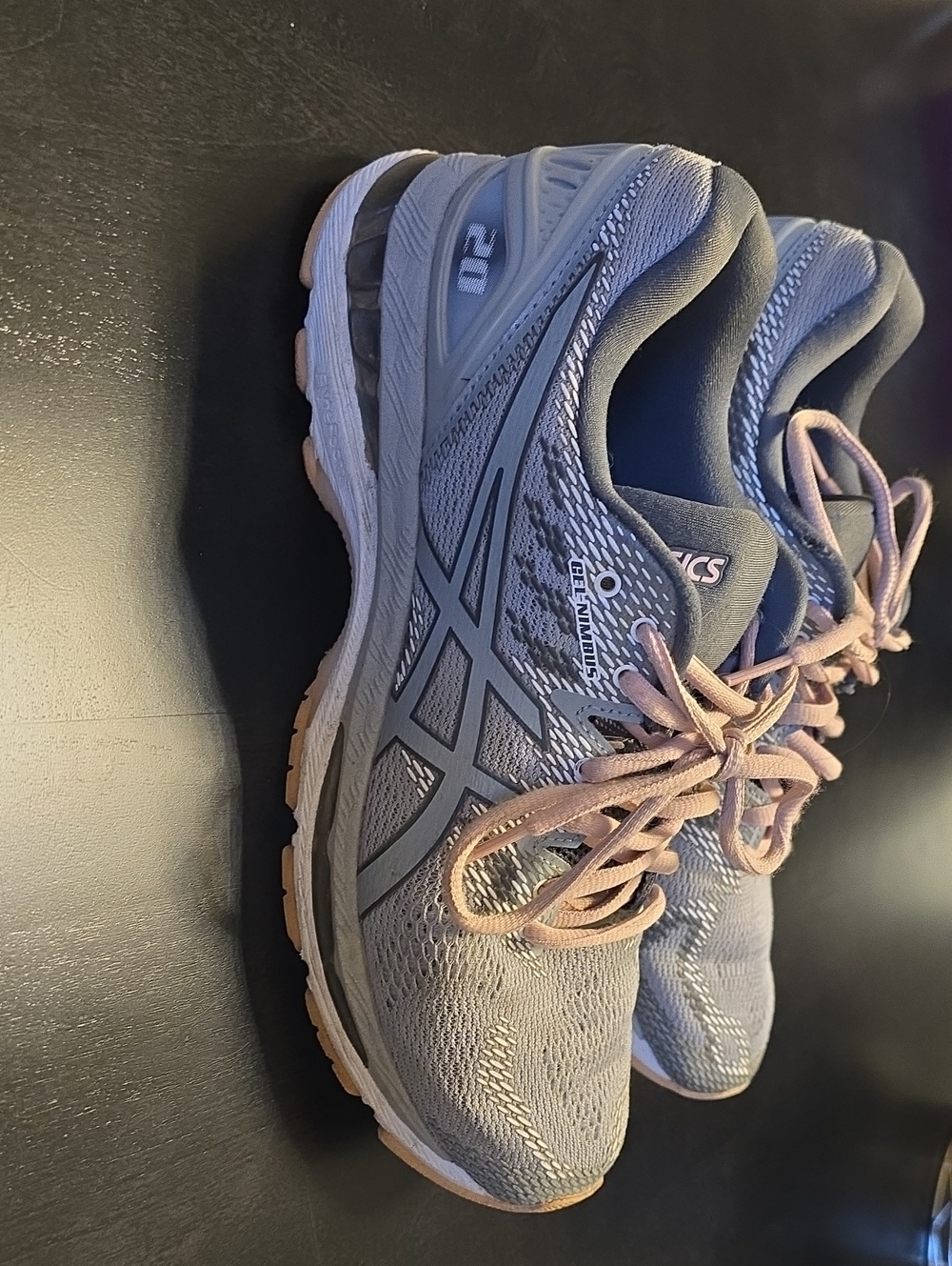 Asics Women's Running Shoes in Light Blue with Pink Laces